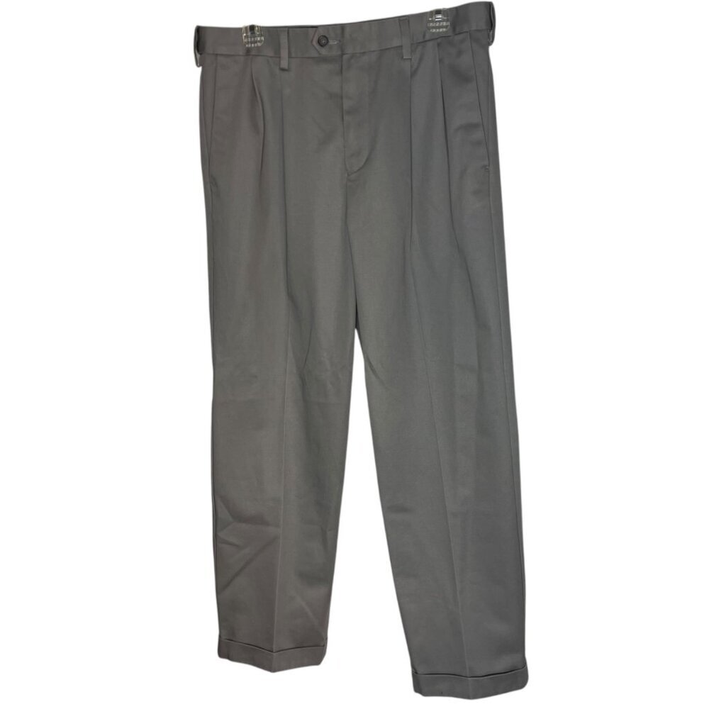 Croft & Barrow Men's 34X30 Business Slacks Pants Gray Trouser Cuffed Office